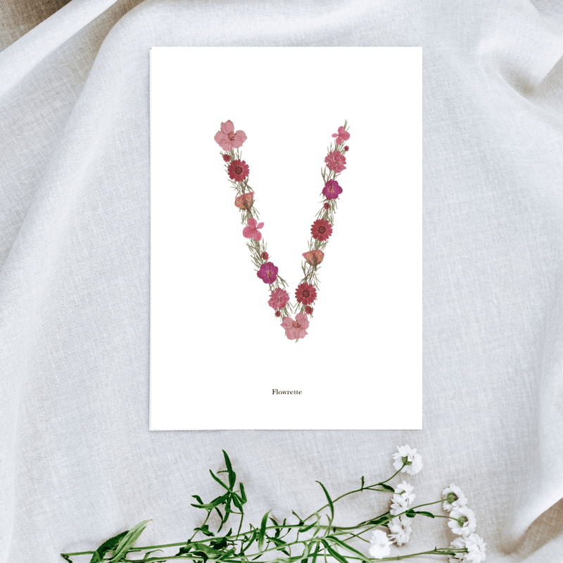 Affiche A5 herbier lettre rose