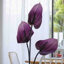 Anthurium violet artificiel à la tige x3, fausse fleur exotique, déco florale intérieure