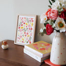 herbier-fait-main-fleurs-jaunes-roses